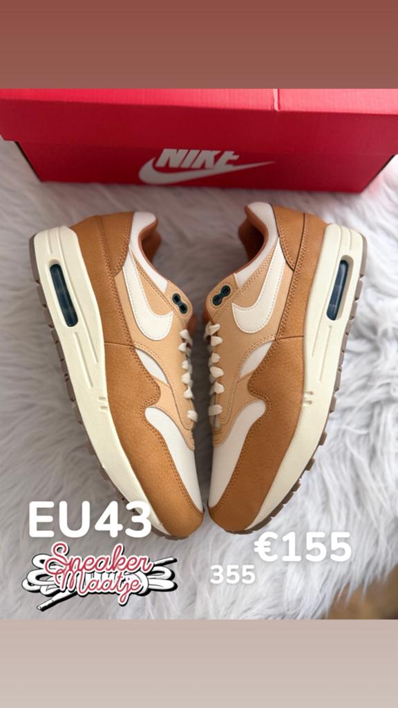 Nike Air Max 1 'Curry' Maat 43 Bruin Beige Wit Nieuw, Bruin, Nieuw, Ophalen of Verzenden, Sneakers of Gympen