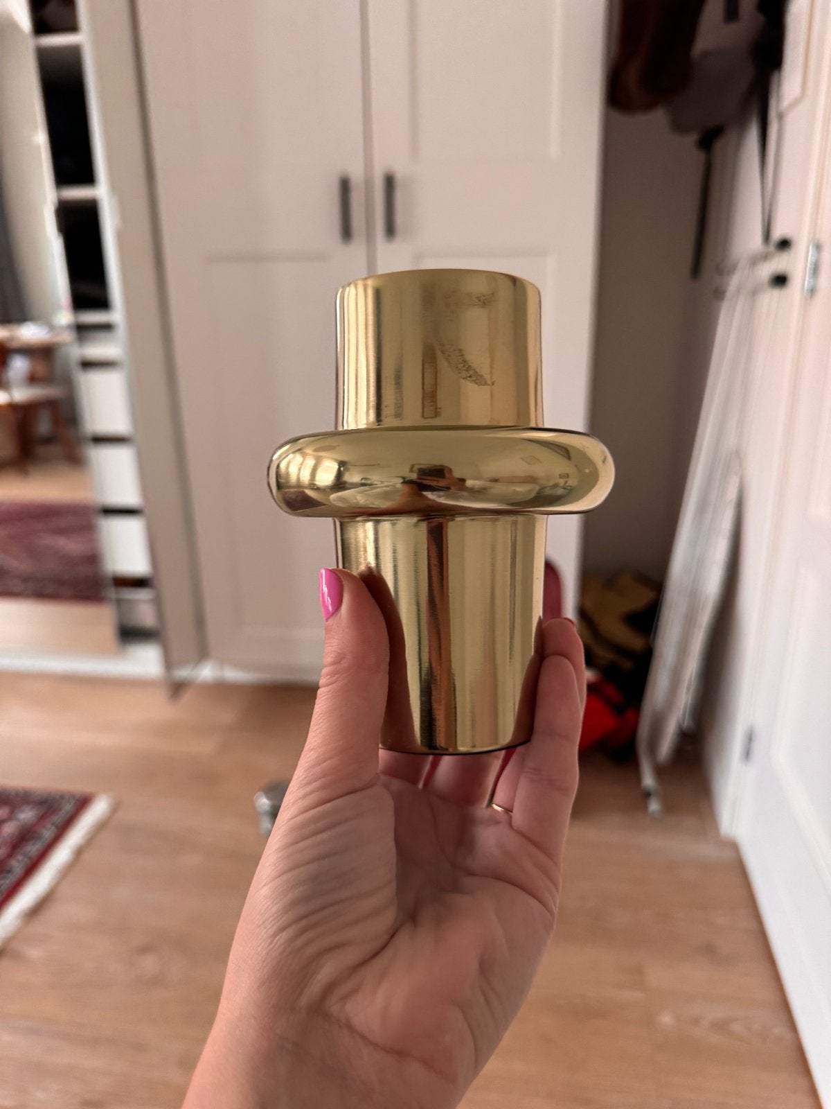 Gouden Kaarsenhouder H&M Home - Lang & Waxinelicht, Ophalen, Gebruikt, Overige merken, Metaal