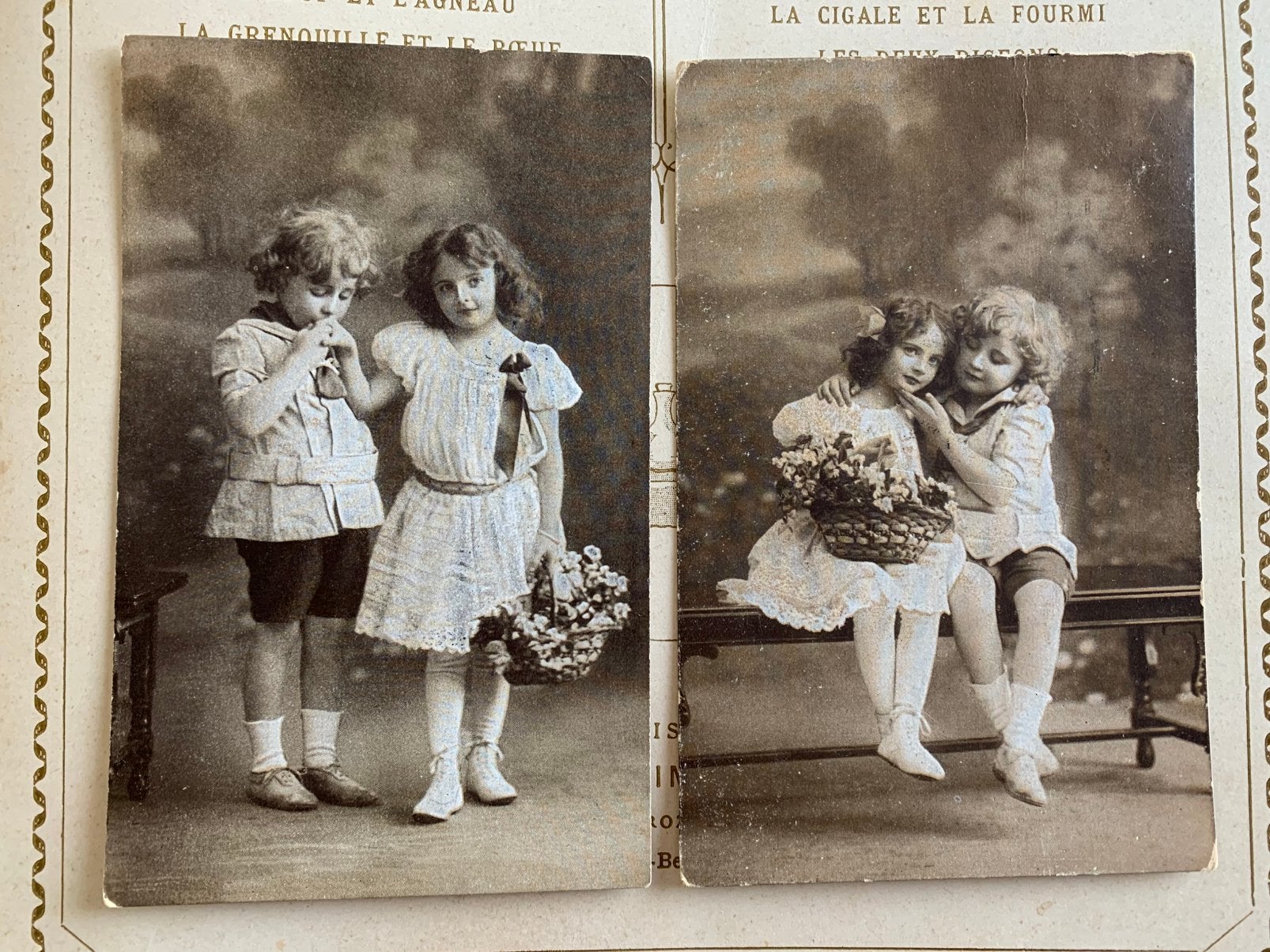 1918 Twee kindjes met een mandje bloemen (GG), Ophalen of Verzenden, Voor 1920, Gelopen, Kinderen