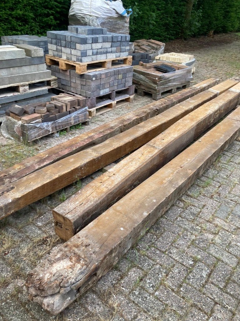 Antieke eiken balken | 5,5m  20x20cm, Ophalen, Gebruikt, Eiken, Balk