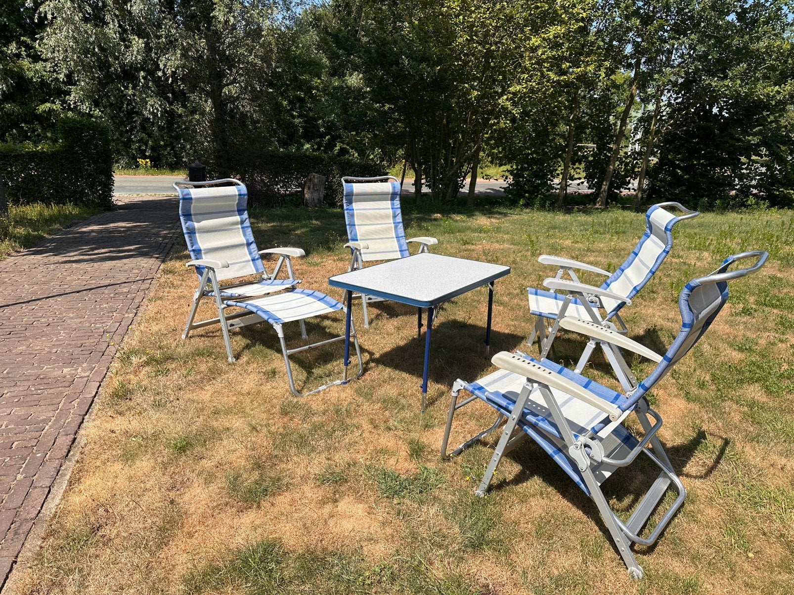Licht gewicht Dukdalf stoelen en Crespo tafel, Caravans en Kamperen, Kampeermeubelen, Ophalen, Gebruikt, Campingstoel