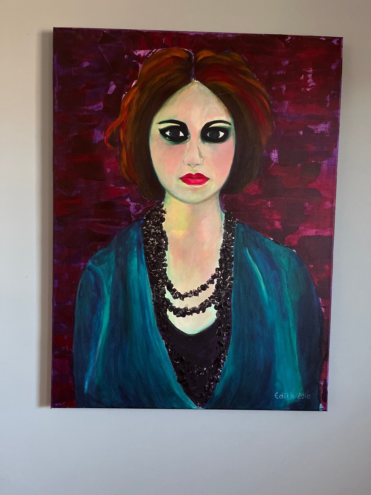 Acryl schilderij 50x70 cm - Portret van een vrouw, Ophalen, Acrylverf, Gesigneerd, Portret
