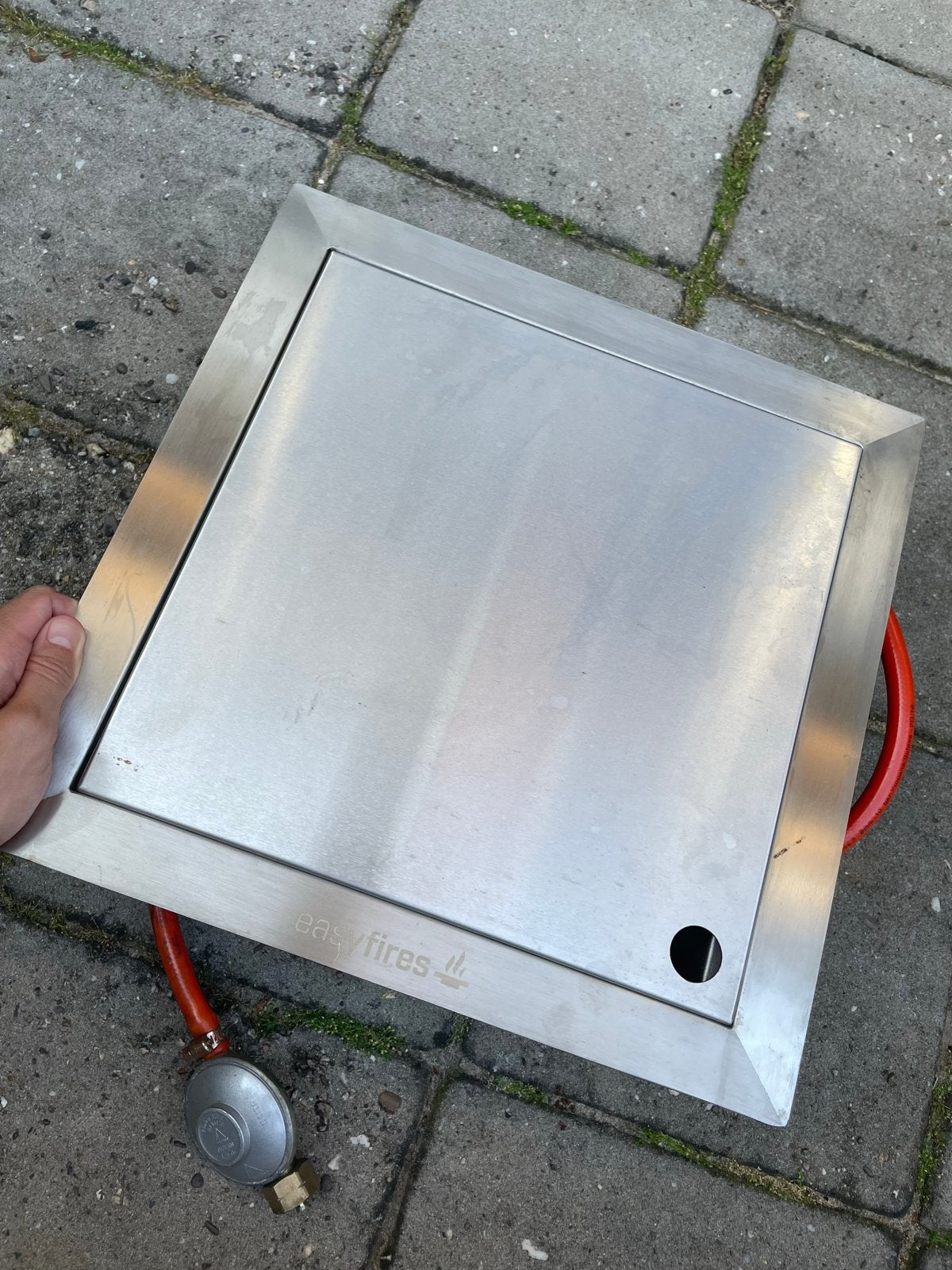 EasyFires RVS Inbouwbrander Vuurtafel 40x40cm, Ophalen, Gebruikt