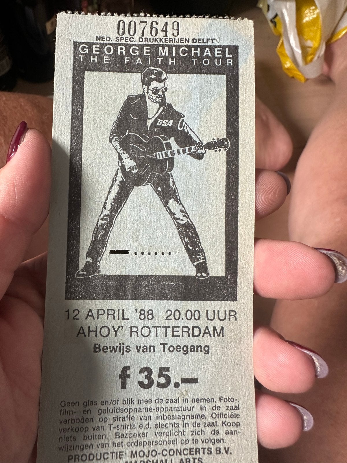 George michael origineel kaartje uit 1988, Eén persoon