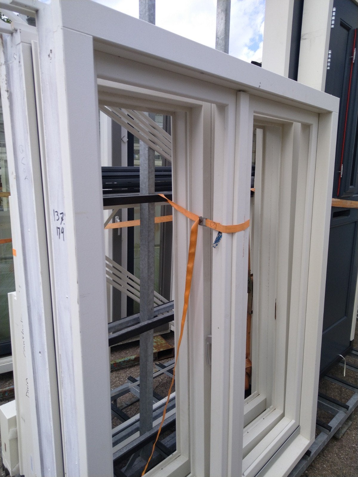 3 x Hardhout kozijn met stolpraam, Doe-het-zelf en Verbouw, Gevelraam of Ruit, Nieuw, 120 tot 160 cm, 160 cm of meer