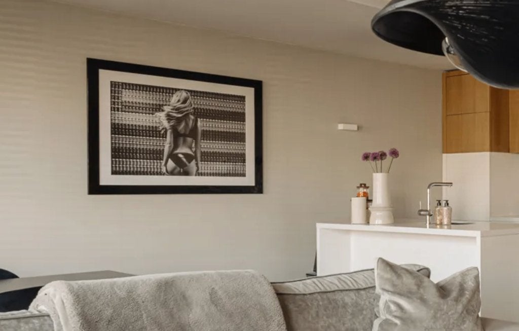Zwart wit print Eichholtz, Huis en Inrichting, Woonaccessoires | Spiegels, Ophalen, 200 cm of meer, Zo goed als nieuw, 100 tot 125 cm
