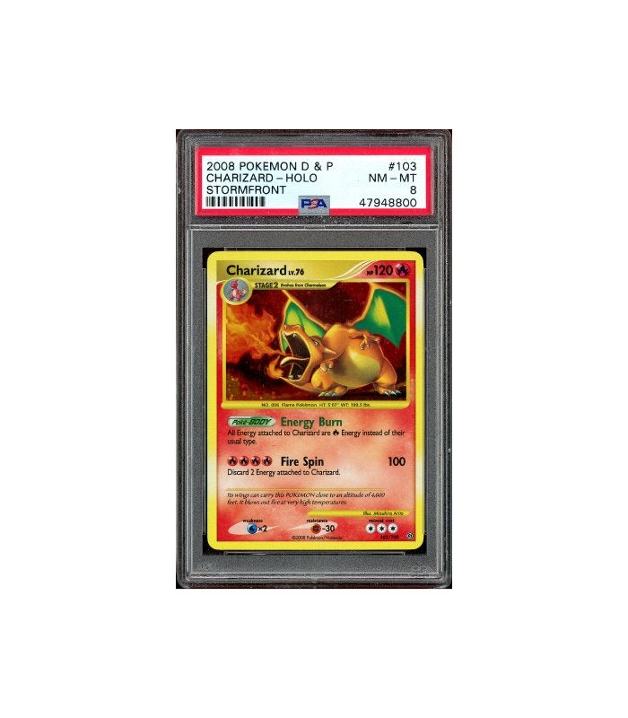 Pokemon Charizard Lv.76 Stormfront Holo #103 PSA 8 - Swirl, Ophalen of Verzenden, Zo goed als nieuw, Losse kaart, Foil
