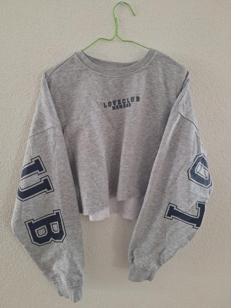 Seven Sisters Cropped Trui 'Loveclub Member', Kleding | Dames, Truien en Vesten, Zo goed als nieuw, Maat 38/40 (M), Grijs, Ophalen of Verzenden