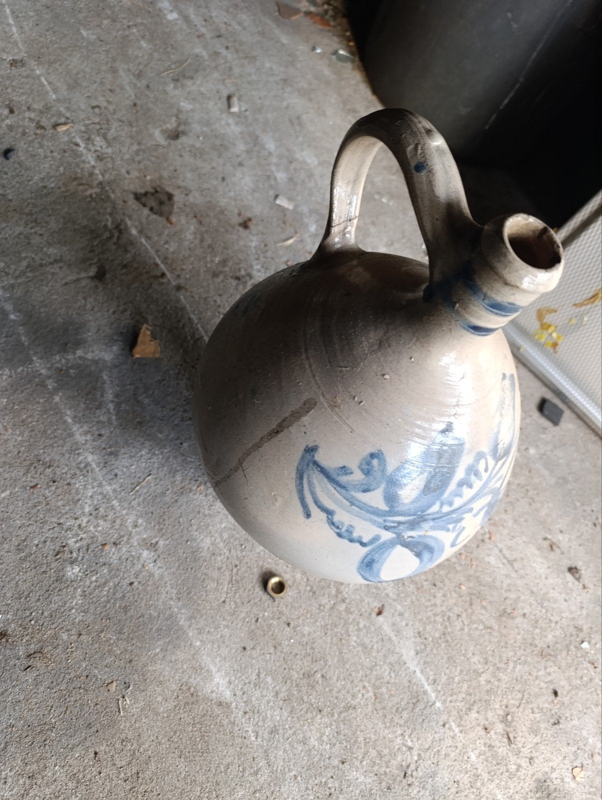 Antieke Keulse Kruik met Blauw Decor, Ophalen of Verzenden
