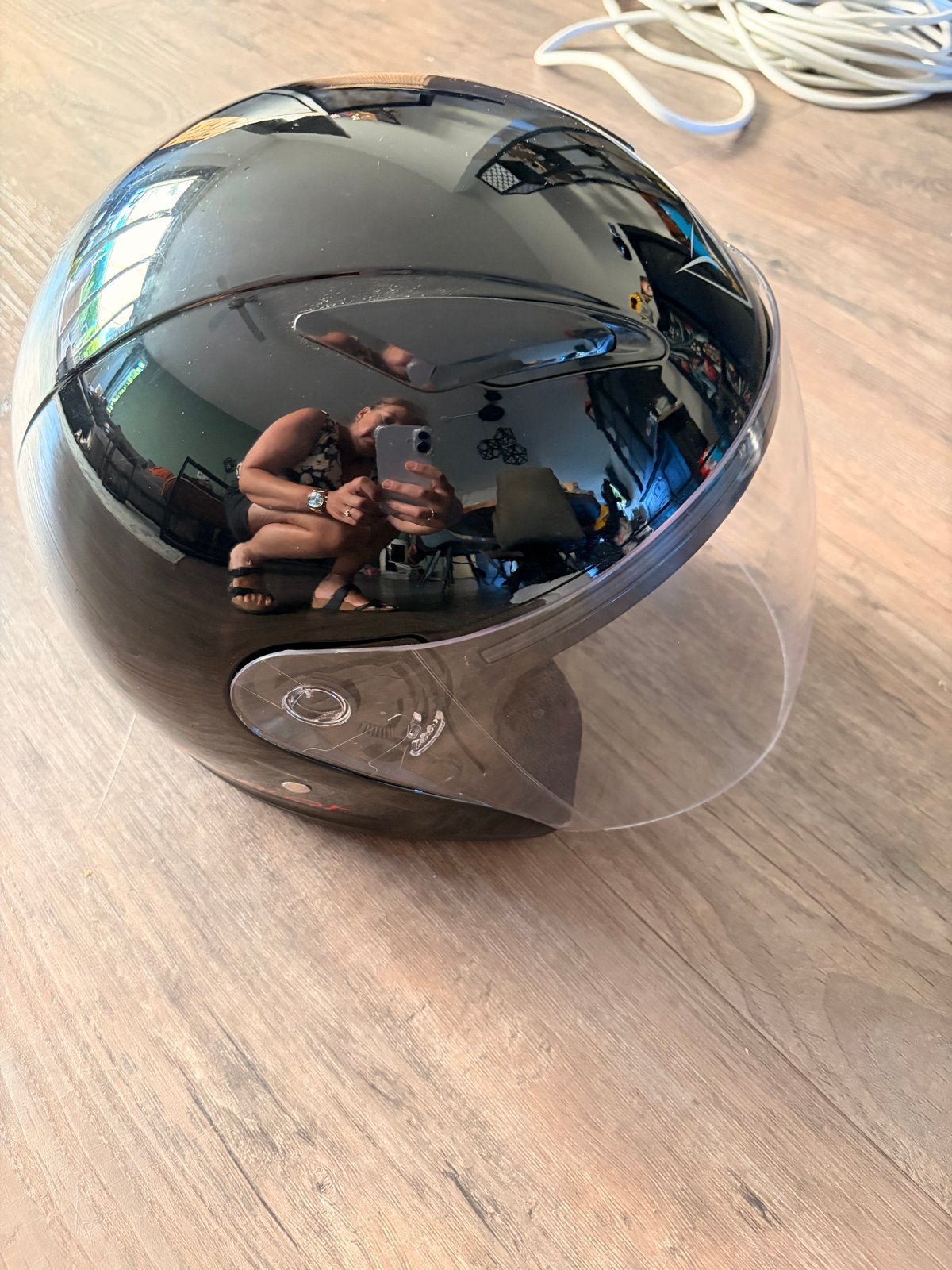 DEMM Junior Scooterhelm Zwart - Maat XXS, Fietsen en Brommers, Ophalen of Verzenden, Zo goed als nieuw, Extra small of kleiner
