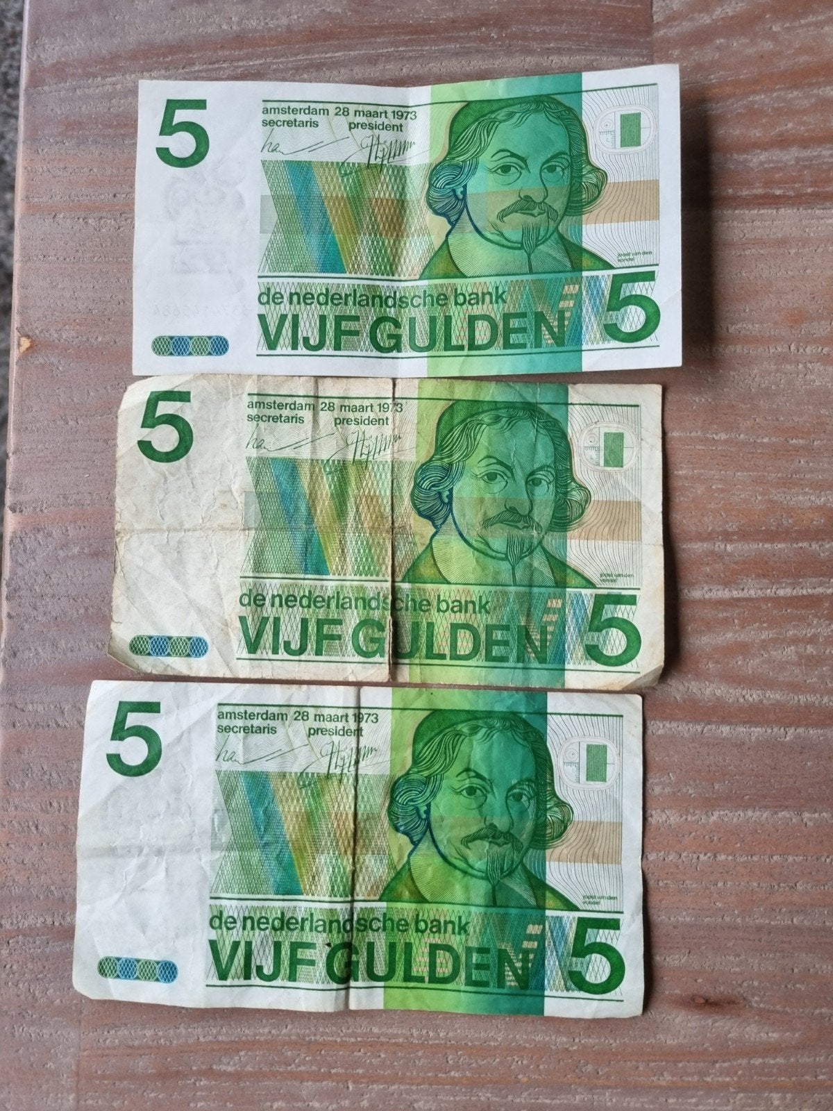 5 gulden briefje uit 1973, Ophalen, 5 gulden