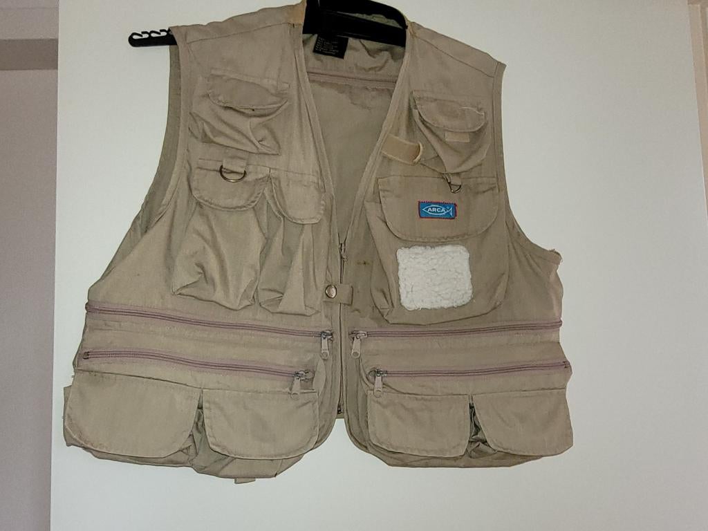 Vliegvisvest - Maat M - Beige, Watersport en Boten, Hengelsport | Vliegvissen, Ophalen of Verzenden, Gebruikt, Overige typen