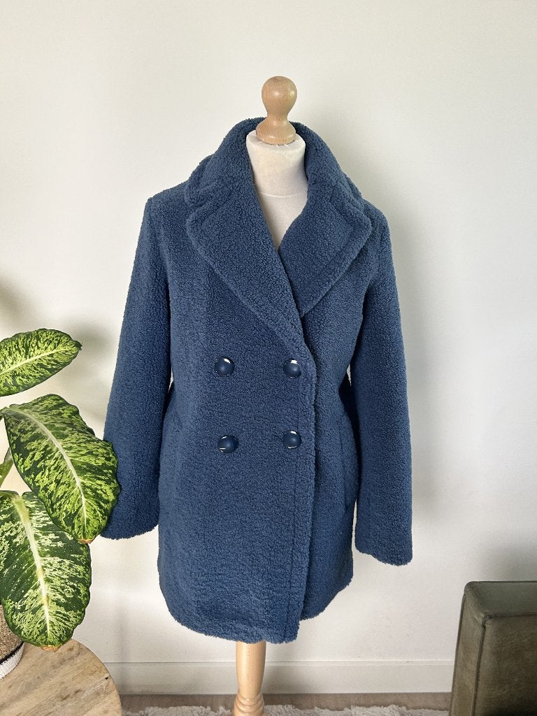 King Louie maat 34 36 Fluffy teddy jas blauw 3515, Blauw, Ophalen of Verzenden, Zo goed als nieuw, King Louie