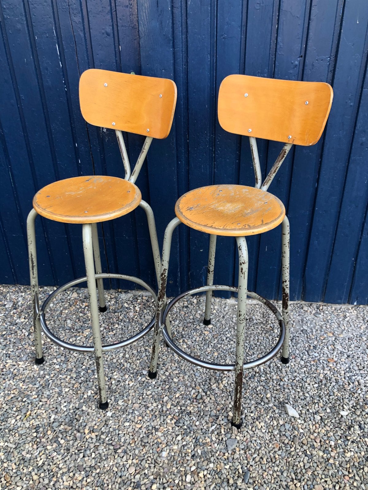 Vintage werkplaatskruk atelierskruk industrieel barkruk, 1 kruk, Ophalen, Gebruikt, 60 tot 90 cm