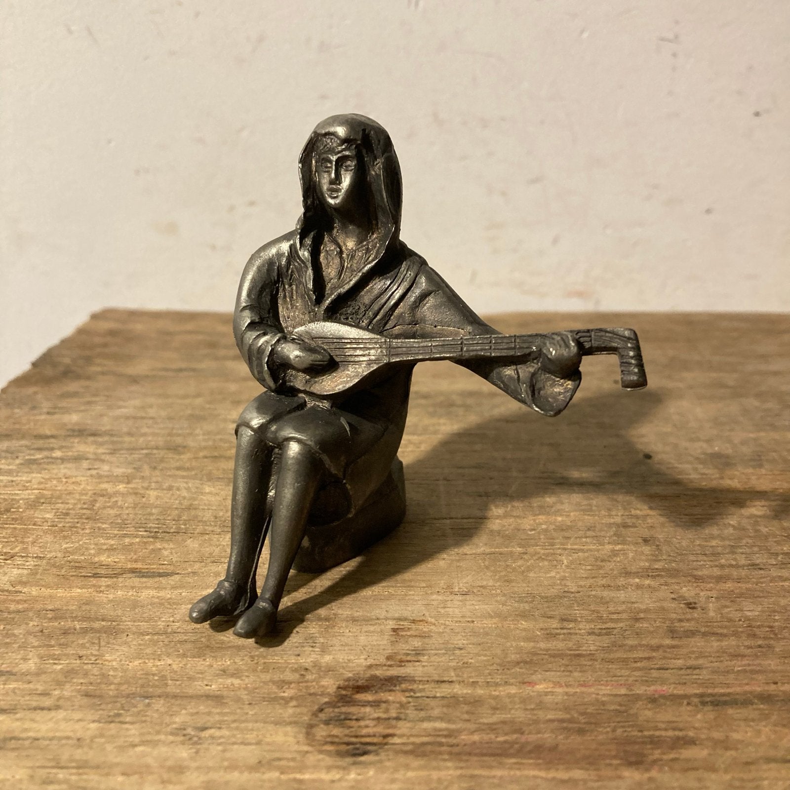 Vintage Tinnen Beeldje Troubadour KMD Daalderop 8.5 cm, Ophalen of Verzenden