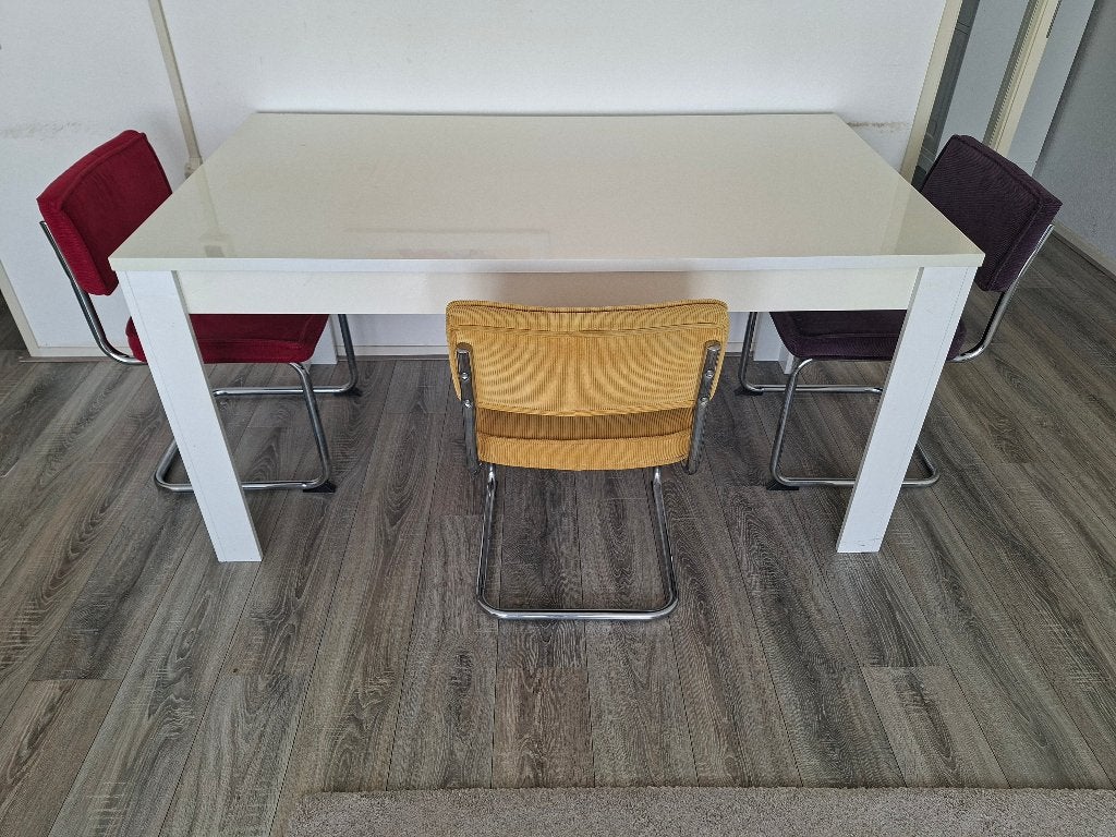 Eettafel met stoelen, Huis en Inrichting, Tafels | Eettafels, Ophalen, Gebruikt, 50 tot 100 cm, Vijf personen of meer