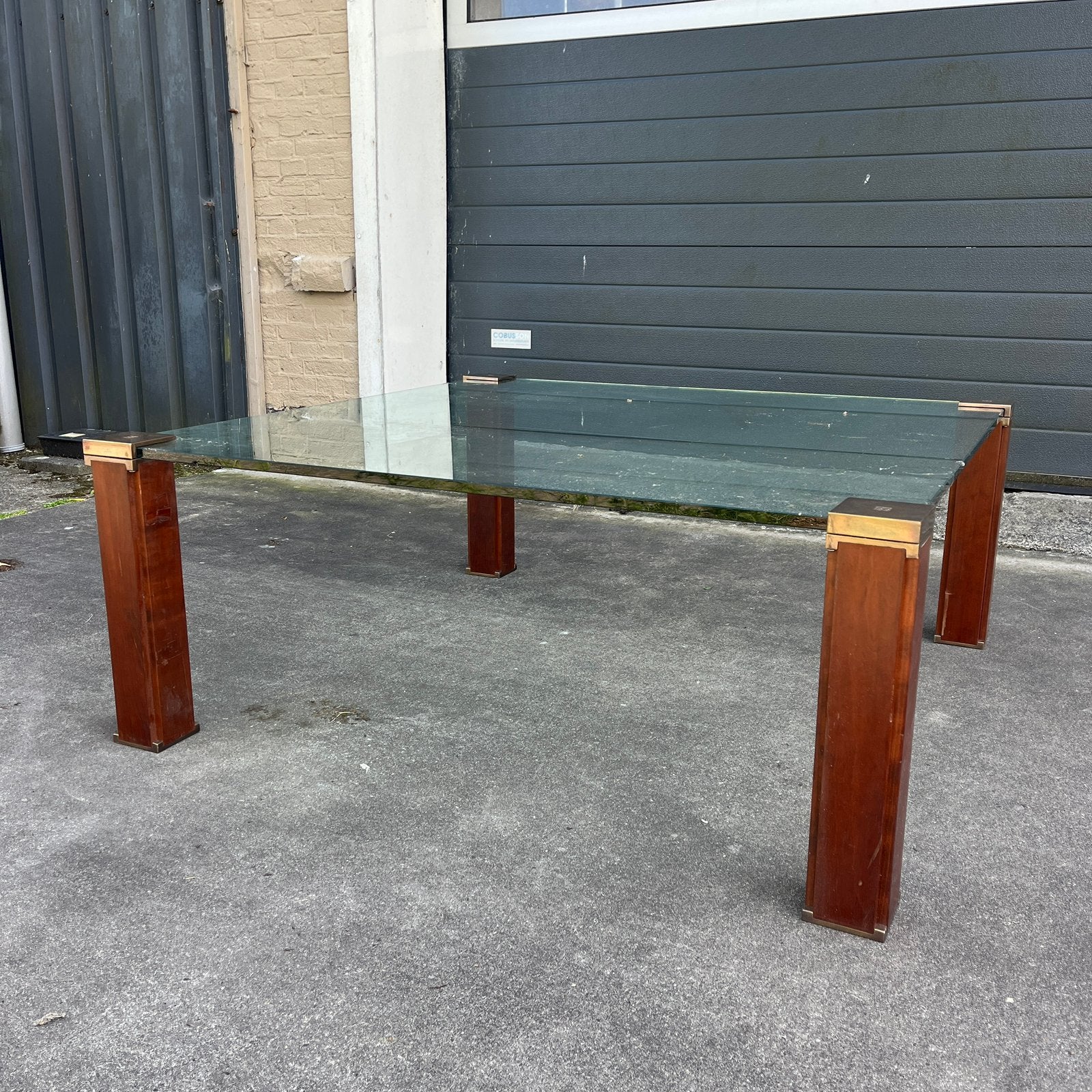 Salontafel messing kersen glas Peter Ghyczy, Huis en Inrichting, Ophalen, Messing, Gebruikt, Kersen