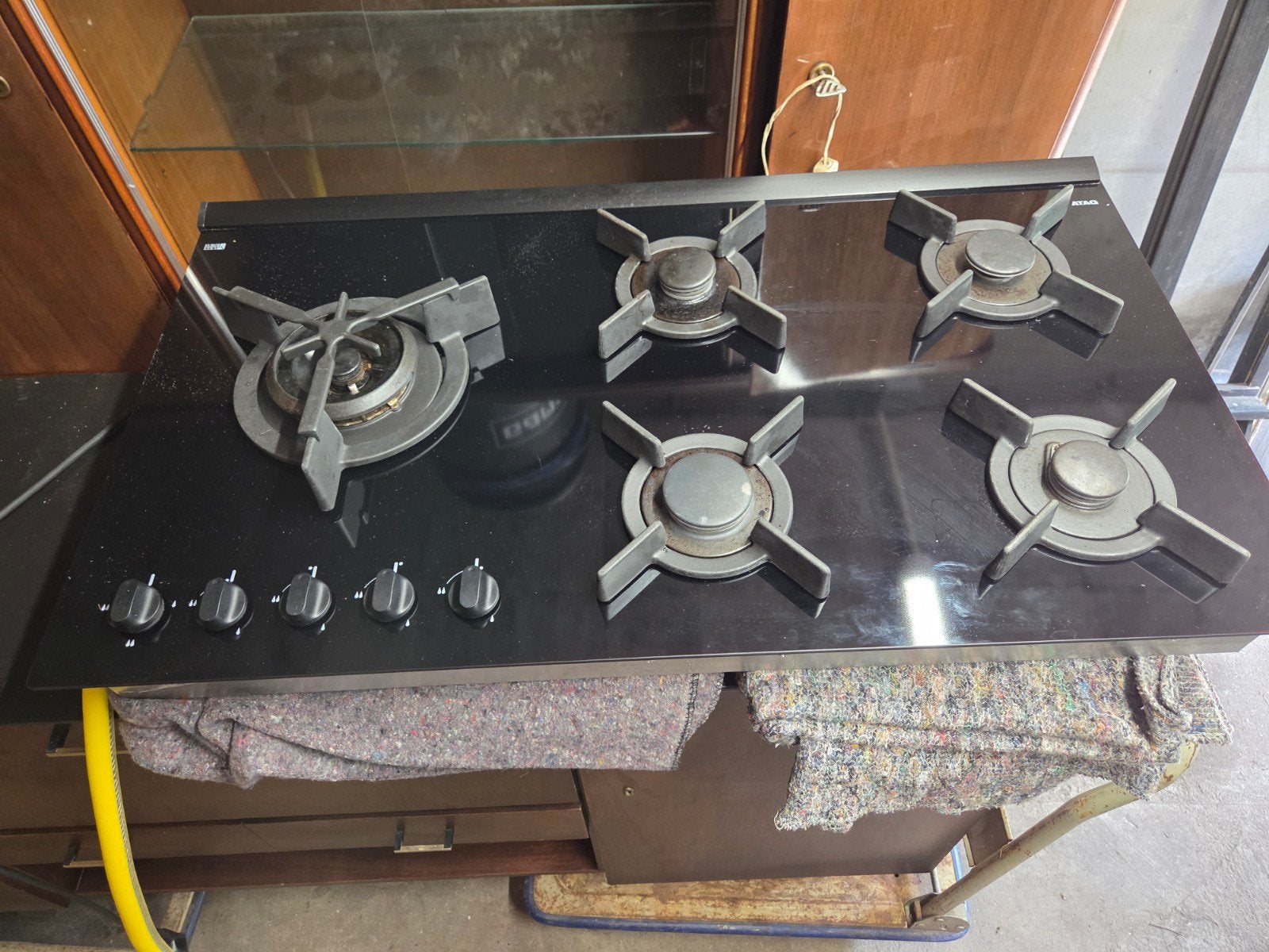 ATAG Gaskookplaat 5 Pitten - Zwart Glas, Witgoed en Apparatuur, Ophalen, Gebruikt, Minder dan 85 cm, Inbouw