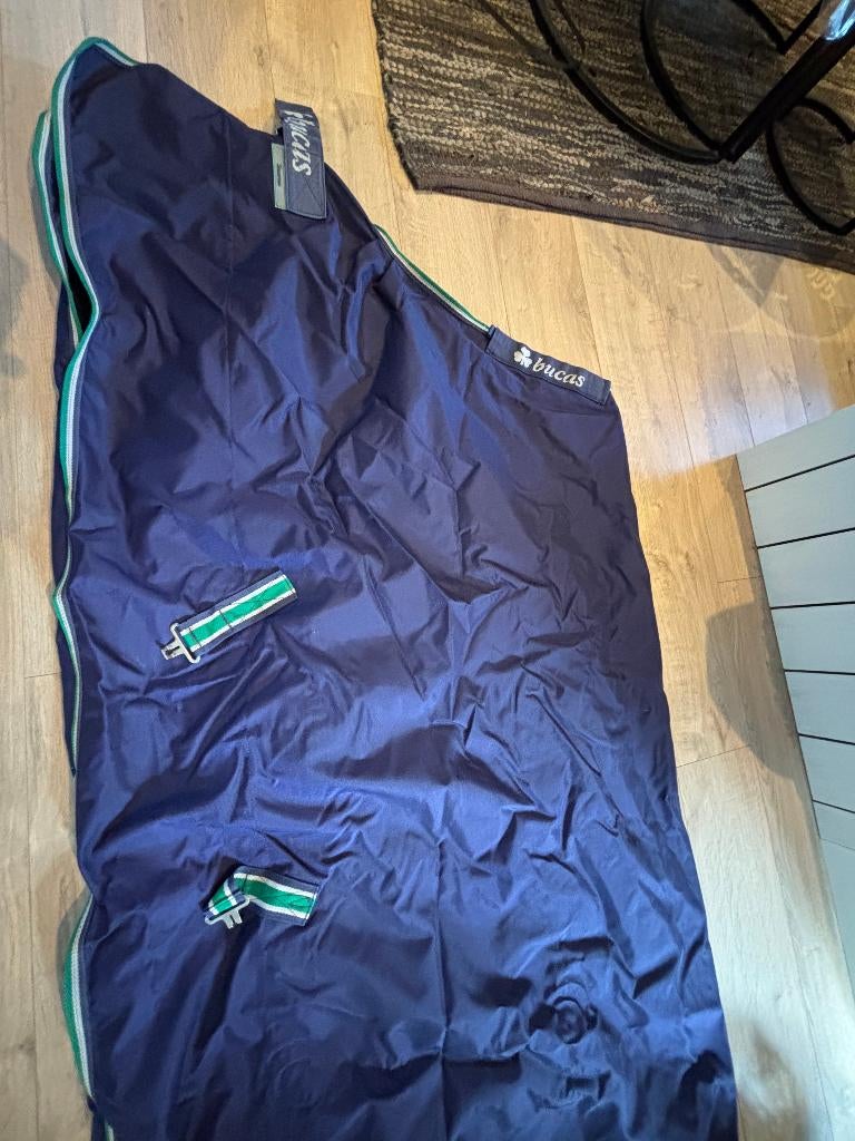 Paardendeken Bucas Smartex Rain maat 155, Kruissingels, Zo goed als nieuw, Blauw, Deken