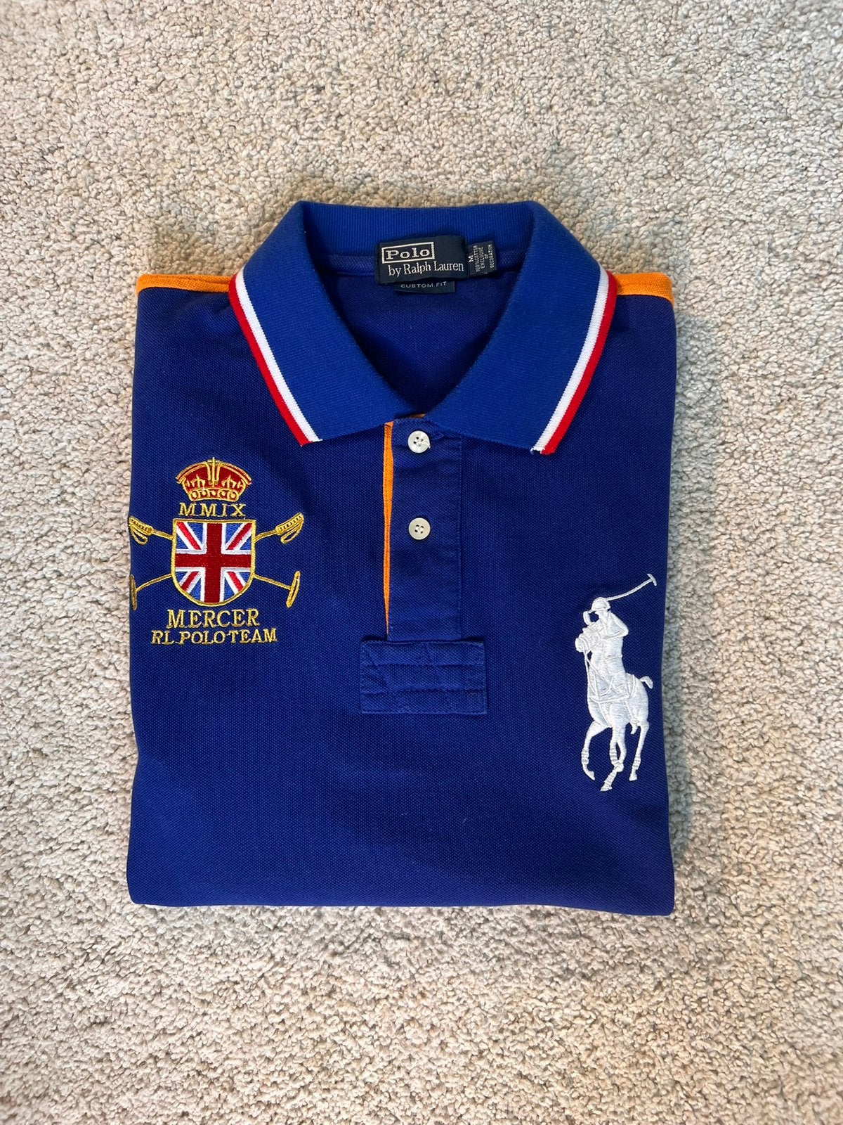 Polo Ralph Lauren Big Pony Polo Shirt Blue Orange Size M, Verzenden, Zo goed als nieuw, Maat 48/50 (M), Blauw
