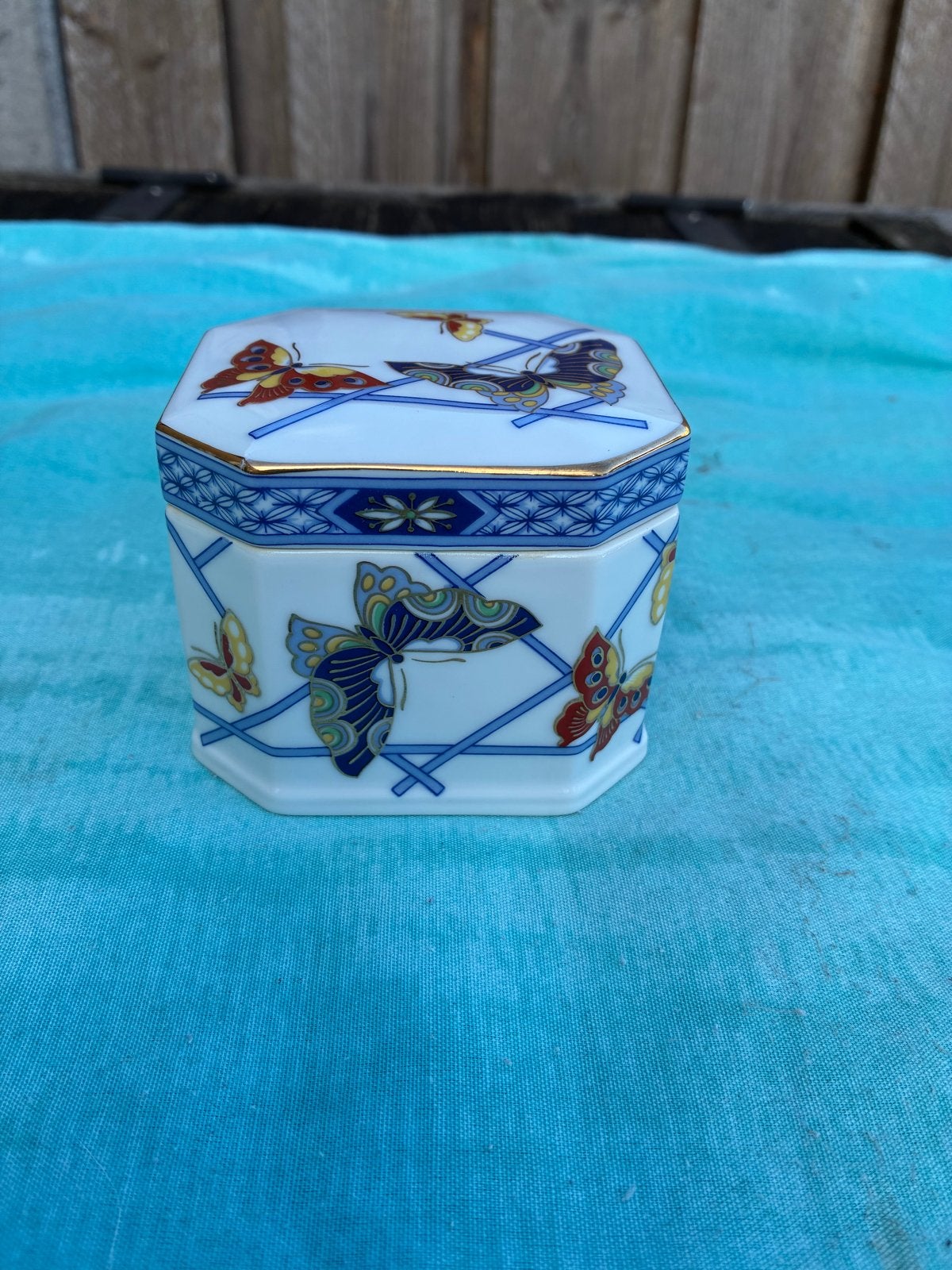 Vintage sieradendoosje met vlinders, puntgaaf, Ophalen of Verzenden