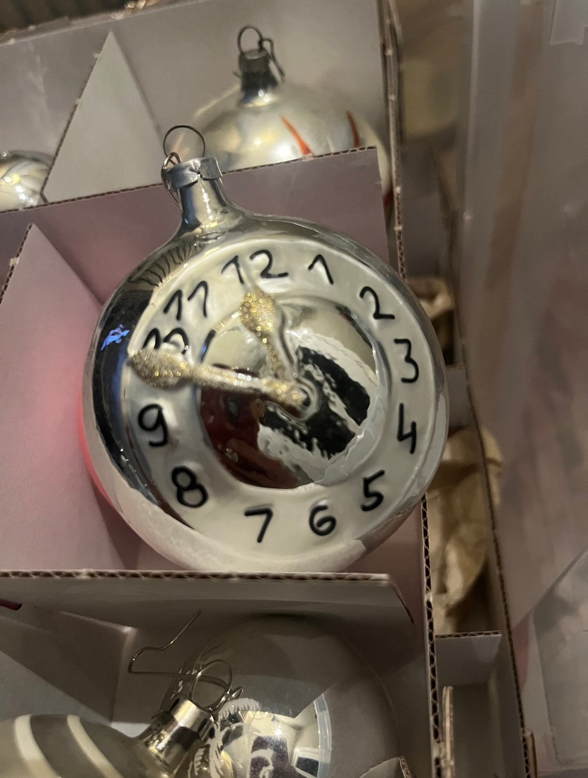 Antiek Exclusief kerstbal klokje tijd klok Prachtig!!, Ophalen of Verzenden, Zo goed als nieuw