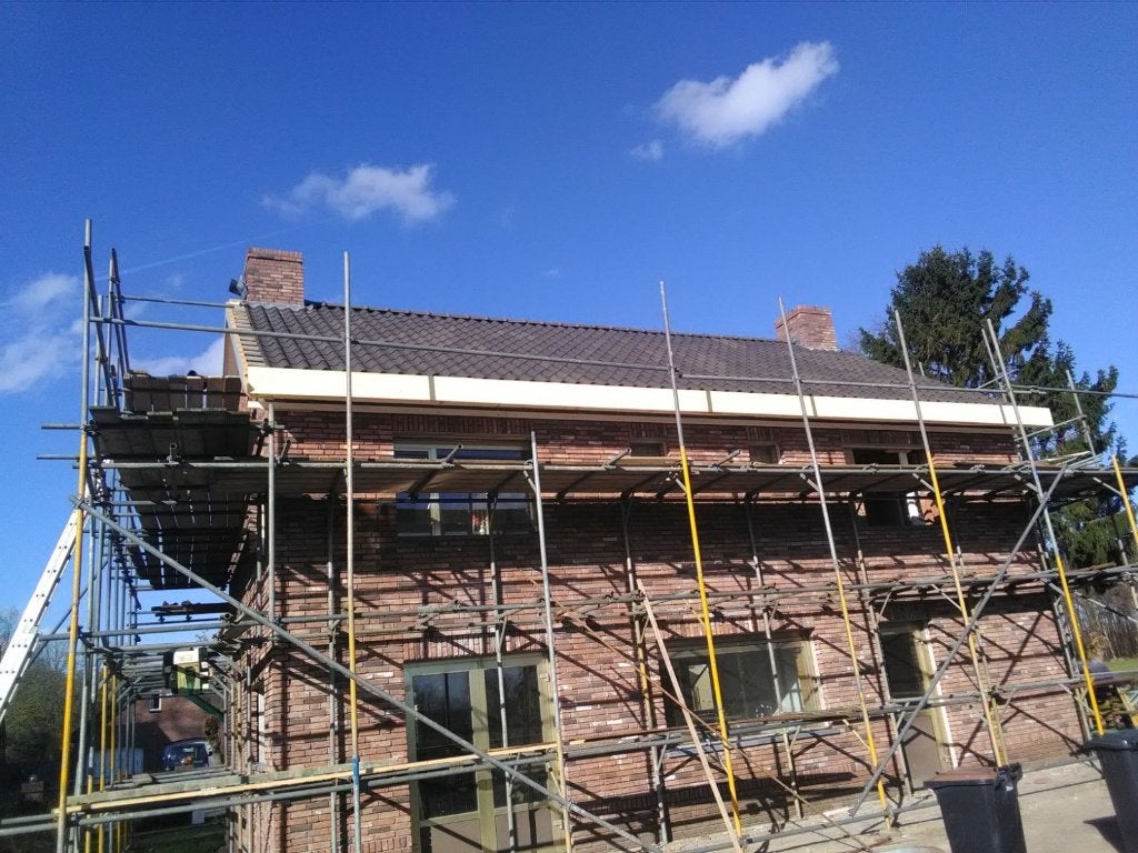 Gevelsteiger Jukkensteiger Metselsteiger te huur, Doe-het-zelf en Verbouw, Steigers, Ophalen, Gebruikt, Gevelsteiger, 5 meter of hoger