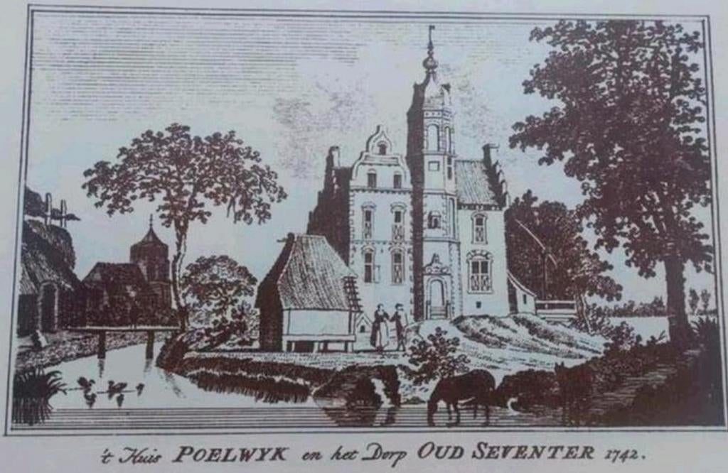 't huis Poelwijk in het dorp Oud Seventer 1742, Antiek en Kunst, Kunst | Etsen en Gravures, Ophalen of Verzenden