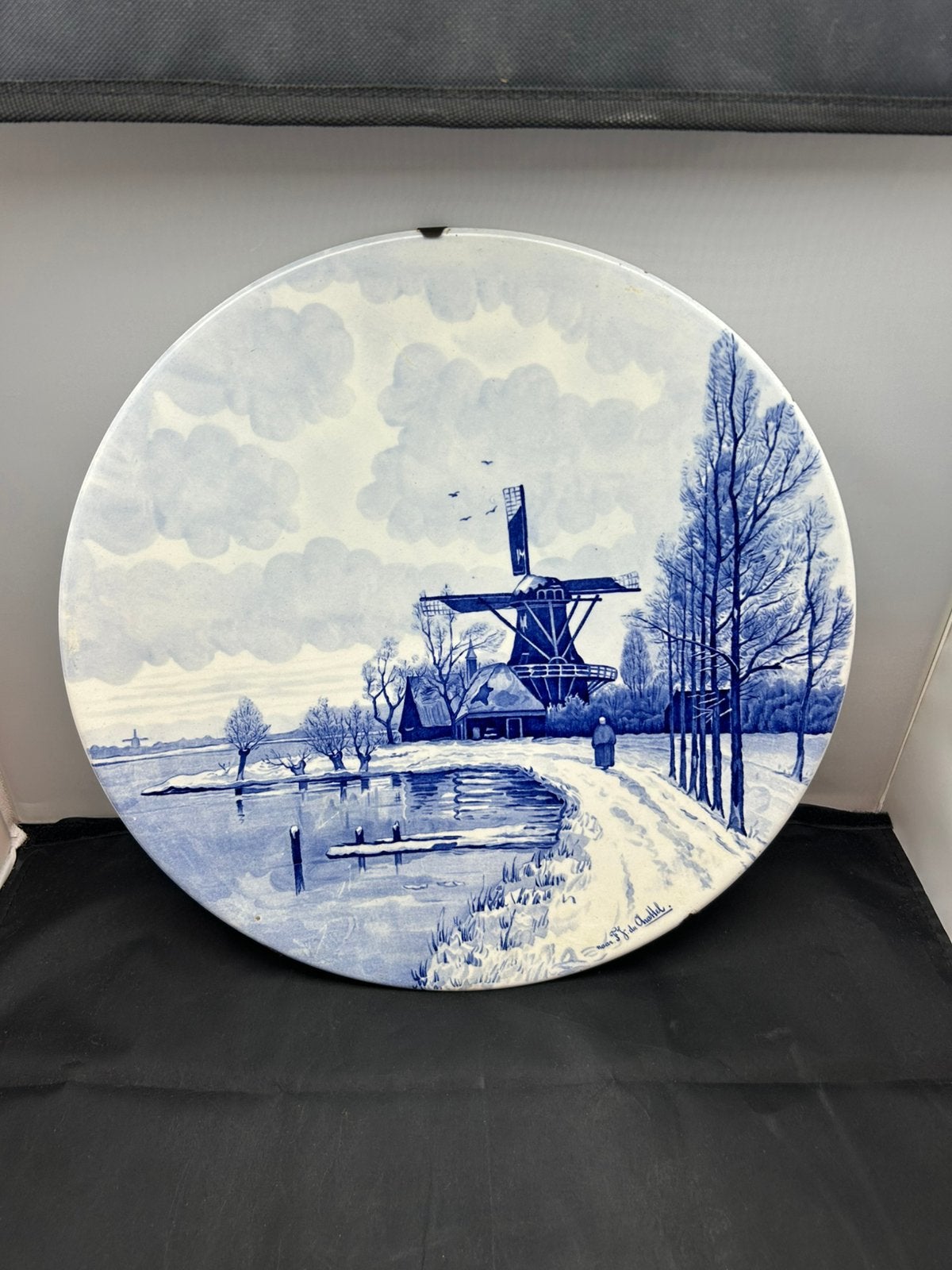 Groot Delfts blauw wandbord naar F.J. du Chattel molen [1], Ophalen