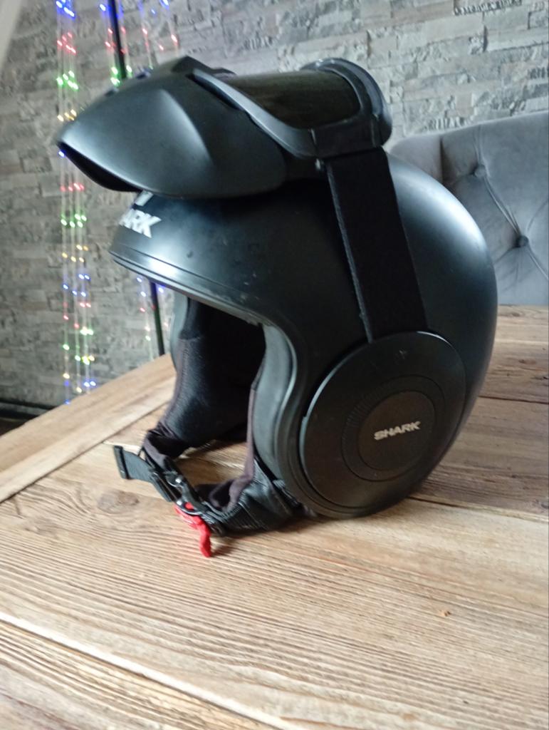 Shark Drak helm mat zwart maat m Stoere jethelm met bril, Motoren, Heren, Jethelm, Shark, Ophalen of Verzenden