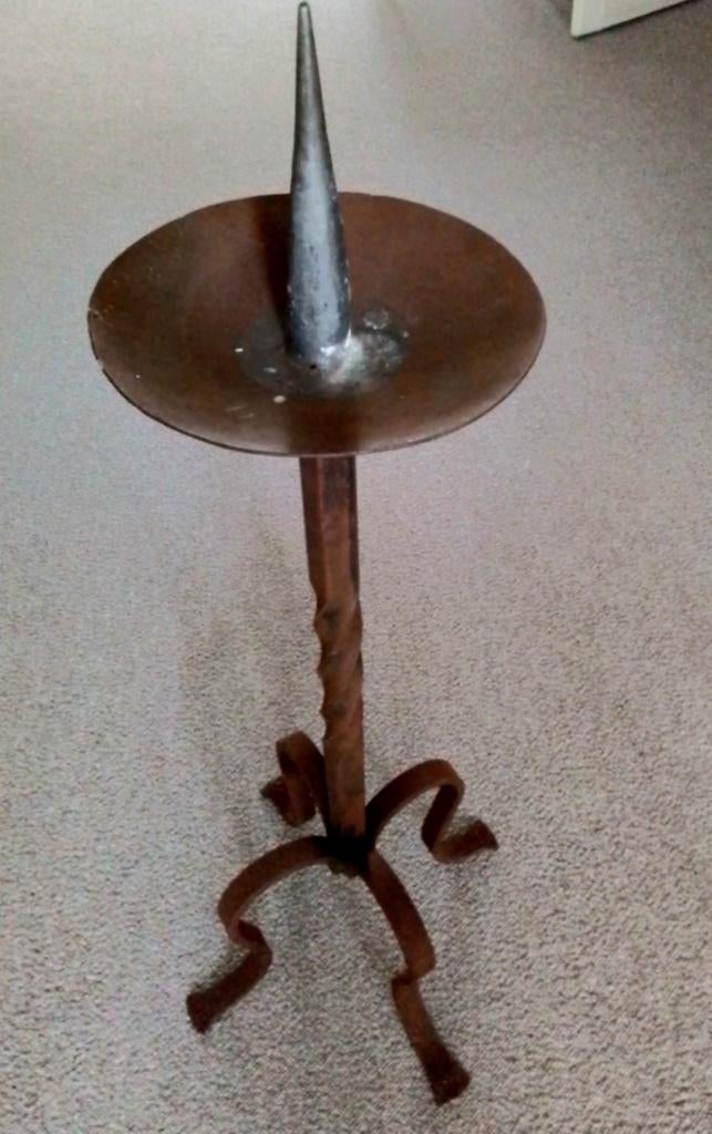 Smeedijzeren kandelaar jaren 60/ hoog 90cm., Ophalen, Overige materialen