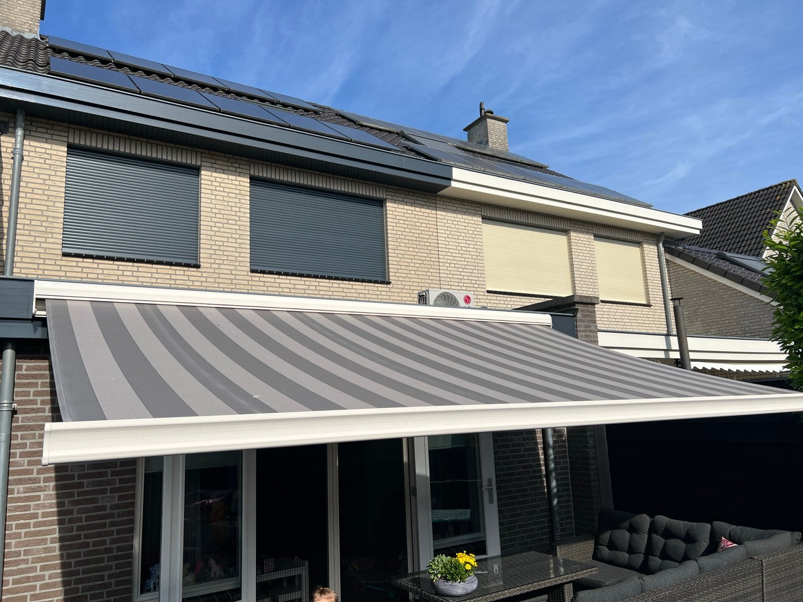 Elektrisch zonnescherm Rainbow Collection 5m breed, 3m uitva, Tuin en Terras, Zonneschermen, Ophalen, Gebruikt, 450 cm of meer