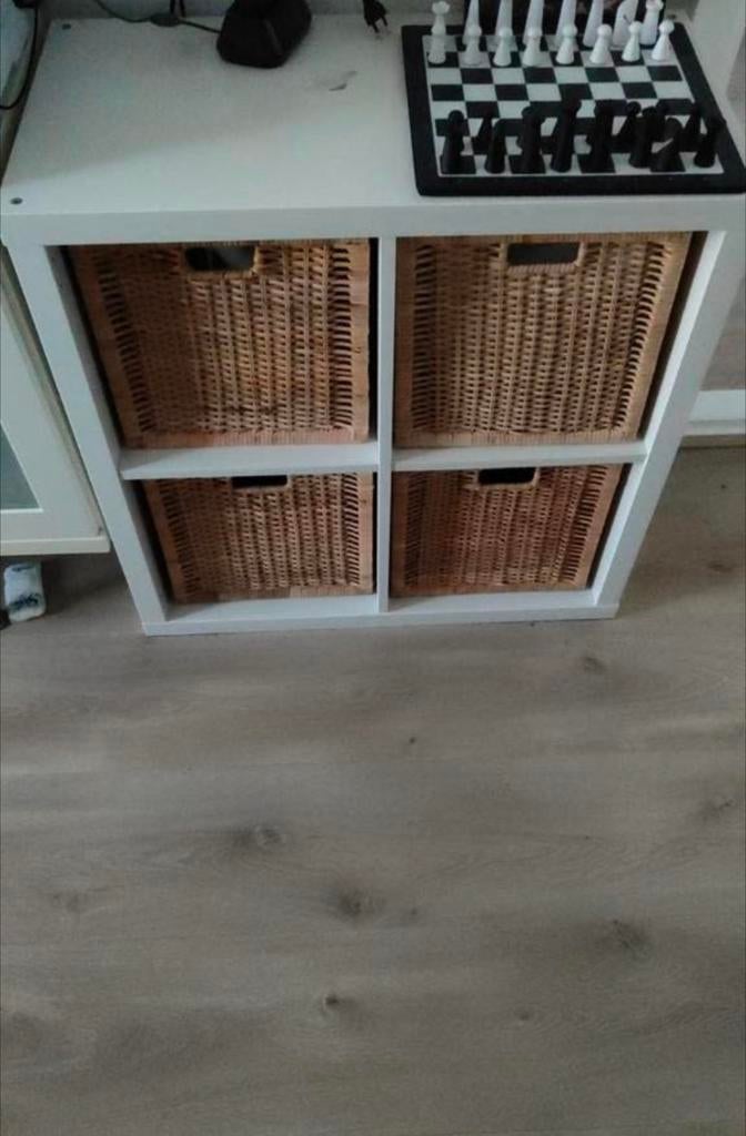 IKEA KALLAX kast met 4 rieten manden, Ophalen, Gebruikt
