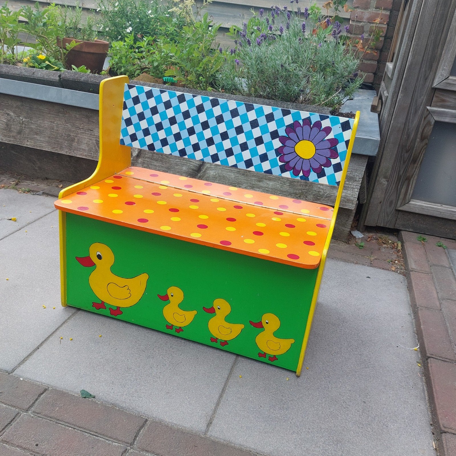 Handgeschilderd kinderbankje, Ophalen, Zo goed als nieuw, Overige typen