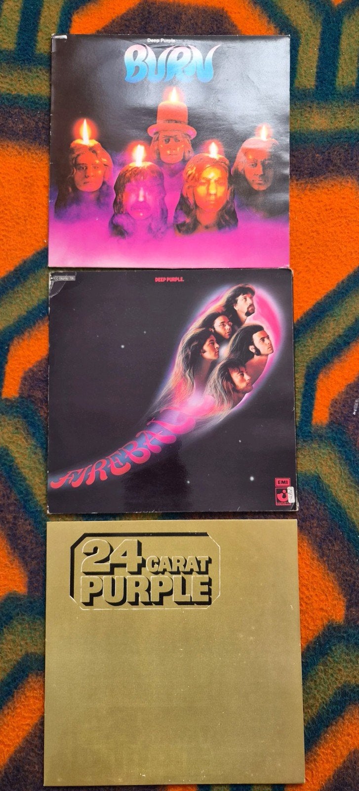 Deep Purple LP's: Burn, Stormbringer, 24 Carat Purple, LP, Gebruikt, Hard Rock, Ophalen of Verzenden