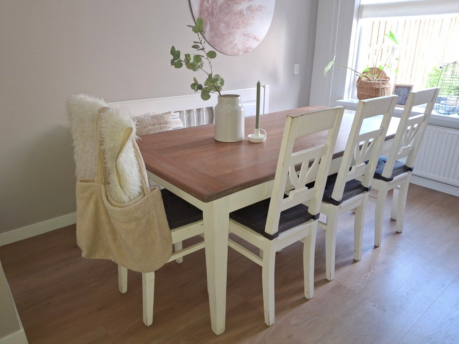 Eettafel met stoelen, Gebruikt, 50 tot 100 cm, Vijf personen of meer, Rechthoekig