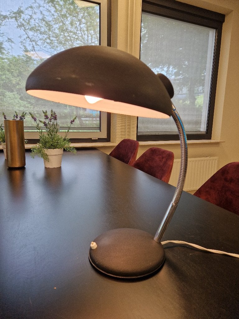 ✅ Bauhaus bureaulamp jaren 60 schwanenhals E27 vintage, Bureaulamp, Gebruikt, Overige merken, Vintage