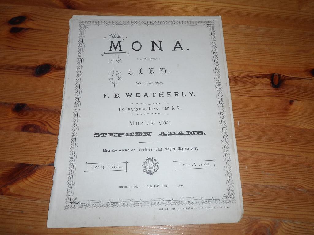 Mona - stephen adams, Muziek en Instrumenten, Bladmuziek, Zang, Gebruikt, Ophalen of Verzenden, Artiest of Componist