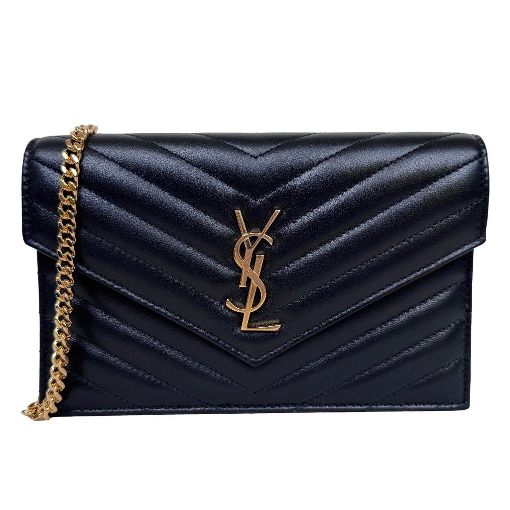 Yves saint laurent yves cassandre envelope woc wallet tas, Verzenden, Zo goed als nieuw, Zwart, Handtas