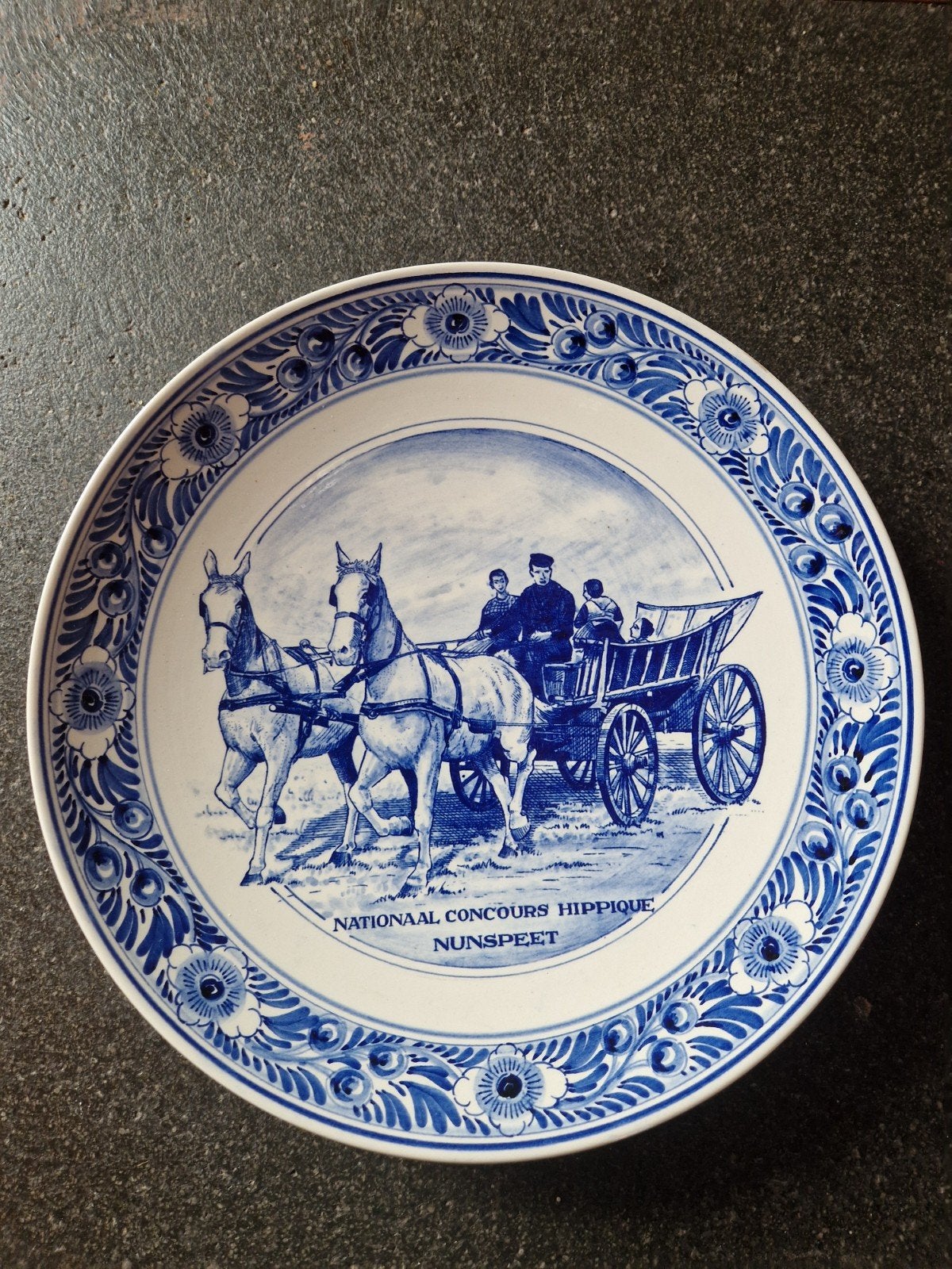 Delfts Blauw Wandbord - Nationaal Concours Hippique Nunspeet, Antiek en Kunst, Ophalen of Verzenden