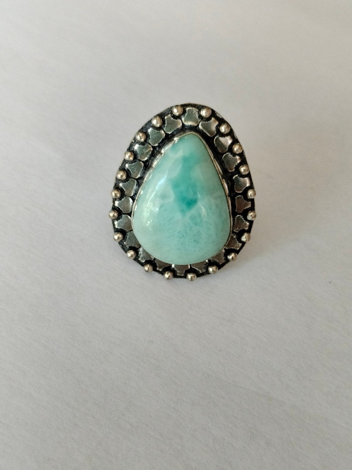 Zilveren ring met larimar maat 19, Sieraden, Tassen en Uiterlijk, Ringen, 19 tot 20, Nieuw, Met edelsteen, Dame