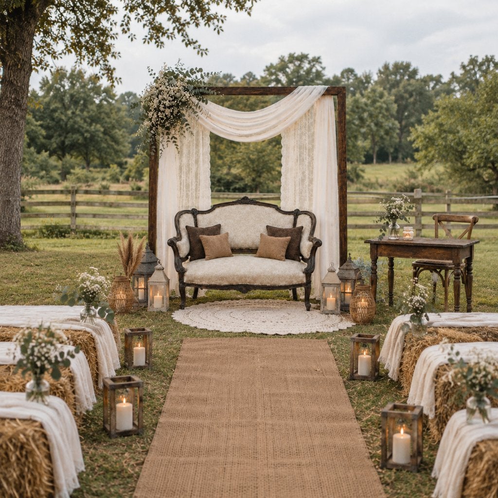 Rustieke ceremonie decoratie huren | Complete setting, Ophalen of Verzenden, Zo goed als nieuw, Geboorte of Huwelijk