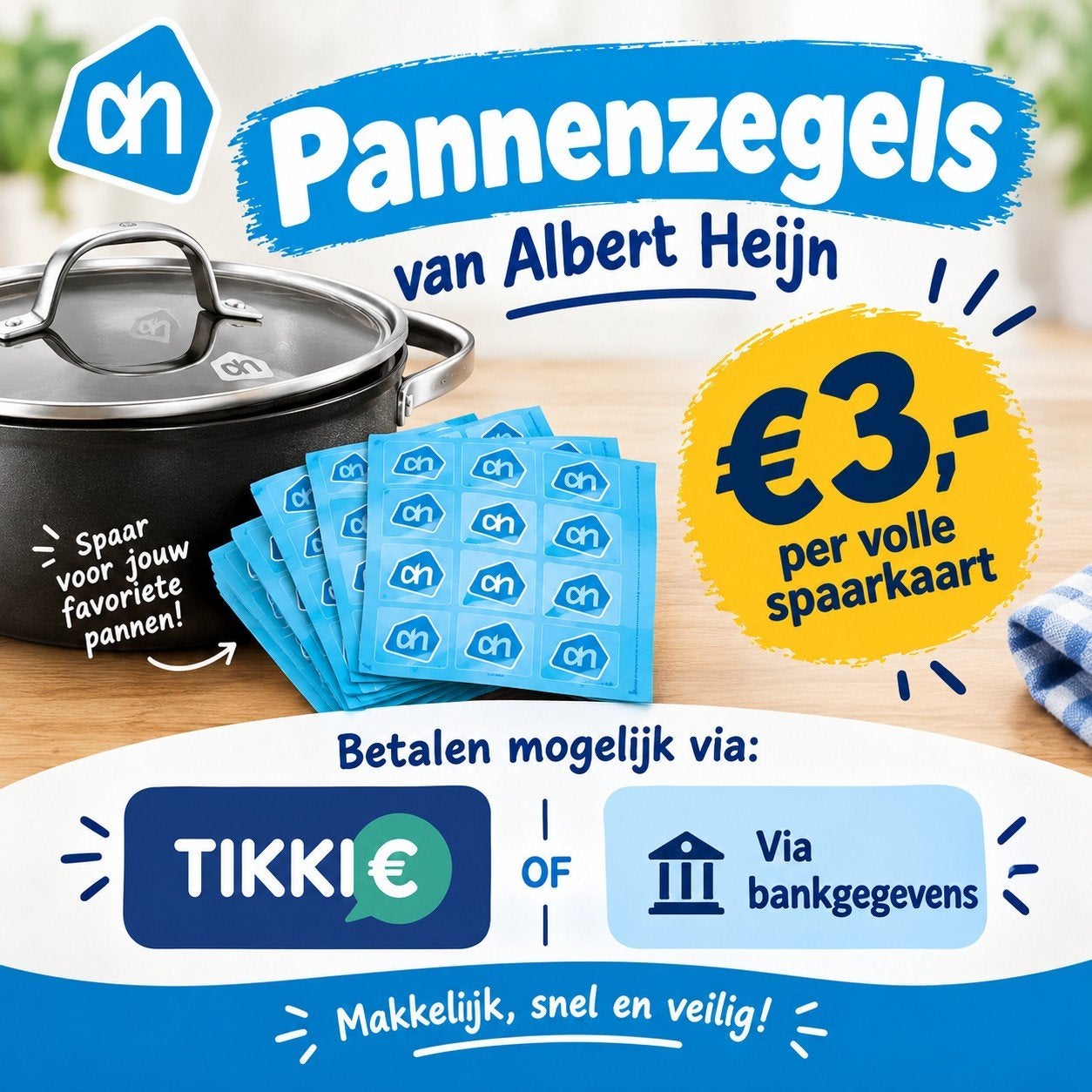 AH / Albert Heijn pannenzegels / volle spaarkaarten, Ophalen of Verzenden, Winkel, Super of Benzinepomp, Volle spaarkaart