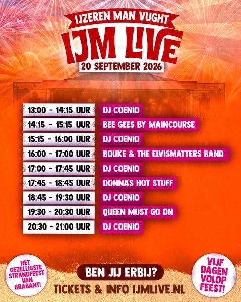 ️ Tickets IJM Live 20/9 Vught - Tribute bands, Tickets en Kaartjes, Drie personen of meer, September