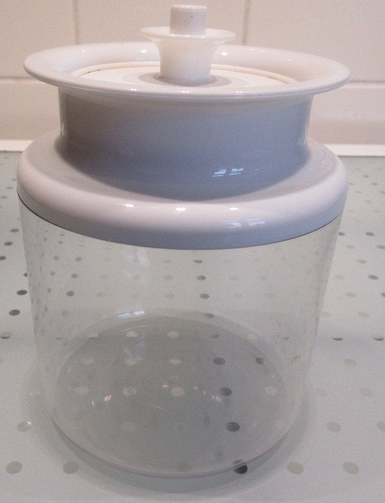 Tupperware vacuum bewaarpot 0,5 liter met drukknopsysteem, Ophalen of Verzenden, Zo goed als nieuw, Wit, Overige typen