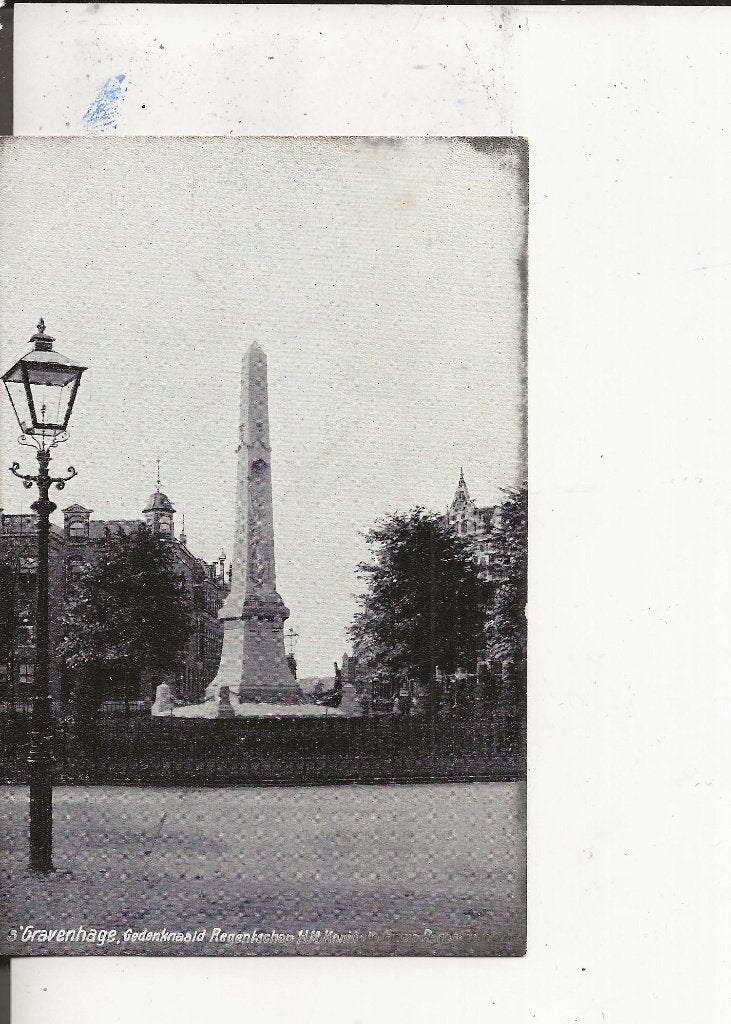Den Haag Regentesseplein Gedenknaald Kon Emma H Speelman, Ophalen of Verzenden, Voor 1920, Ongelopen, Zuid-Holland