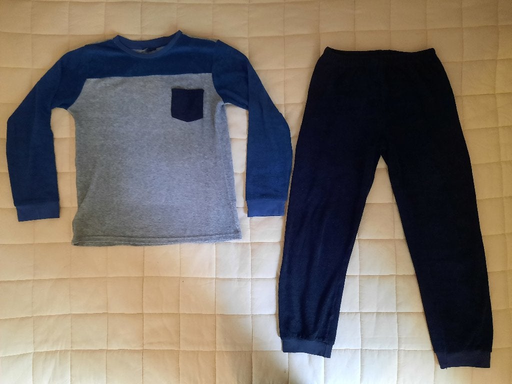 badstof jongenspyjama maat 152-158 ( D27 ), Kinderen en Baby's, Kinderkleding | Maat 152, Ophalen of Verzenden, Zo goed als nieuw