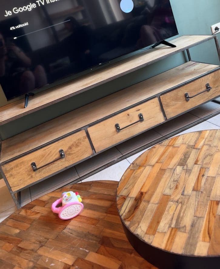 Robuuste industriele TV kast met 3 lades, Ophalen, Gebruikt, 150 tot 200 cm, Minder dan 100 cm