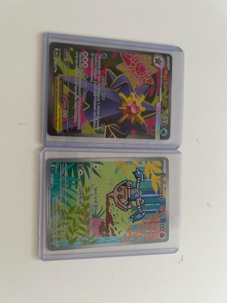 Mega Starmie EX & Hitmontop Pokémon kaarten, Ophalen of Verzenden, Zo goed als nieuw, Meerdere kaarten
