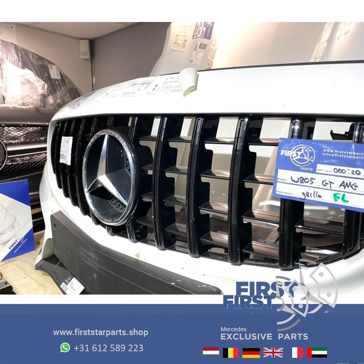 W205 C205 AMG VOORKOP WIT Mercedes C Klasse COMPLEET 2014-20, Auto-onderdelen, Gebruikt, -, Voor, Ophalen of Verzenden